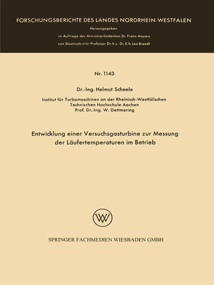 cover image of Entwicklung einer Versuchsgasturbine zur Messung der Läufertemperaturen im Betrieb